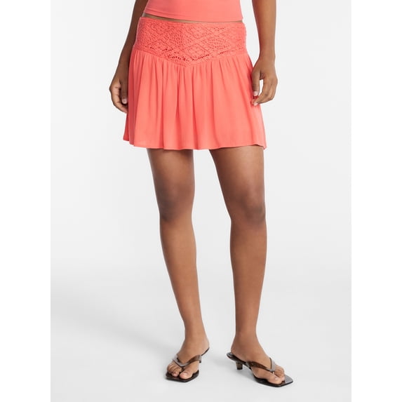 No Boundaries Crochet Waist Mini Skirt, Women's XXS-XXL