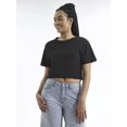 thumbnail image 1 of No Boundaries Cropped Boxy Cotton Tee with Short Sleeves, Women's, 1 of 5