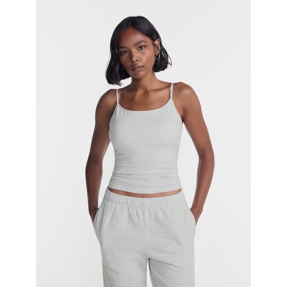 No Boundaries Cropped Cami Top with Shelf Bra, Women's XXS-XXL