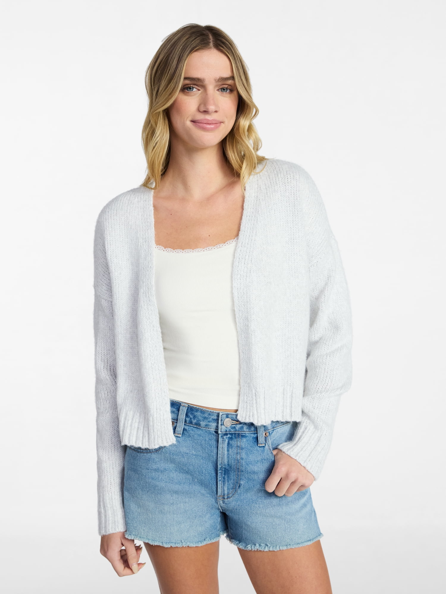 No Boundaries Cropped Cardigan, Women's & Women's Plus XXS-4X