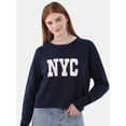thumbnail image 1 of No Boundaries Cropped Conversation Sweater, Midweight, Women’s and Women's Plus Sizes XXS-2XL, 1 of 5