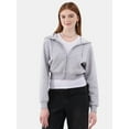 thumbnail image 1 of No Boundaries Cropped Fleece Zip Hoodie, Women’s, 1 of 5