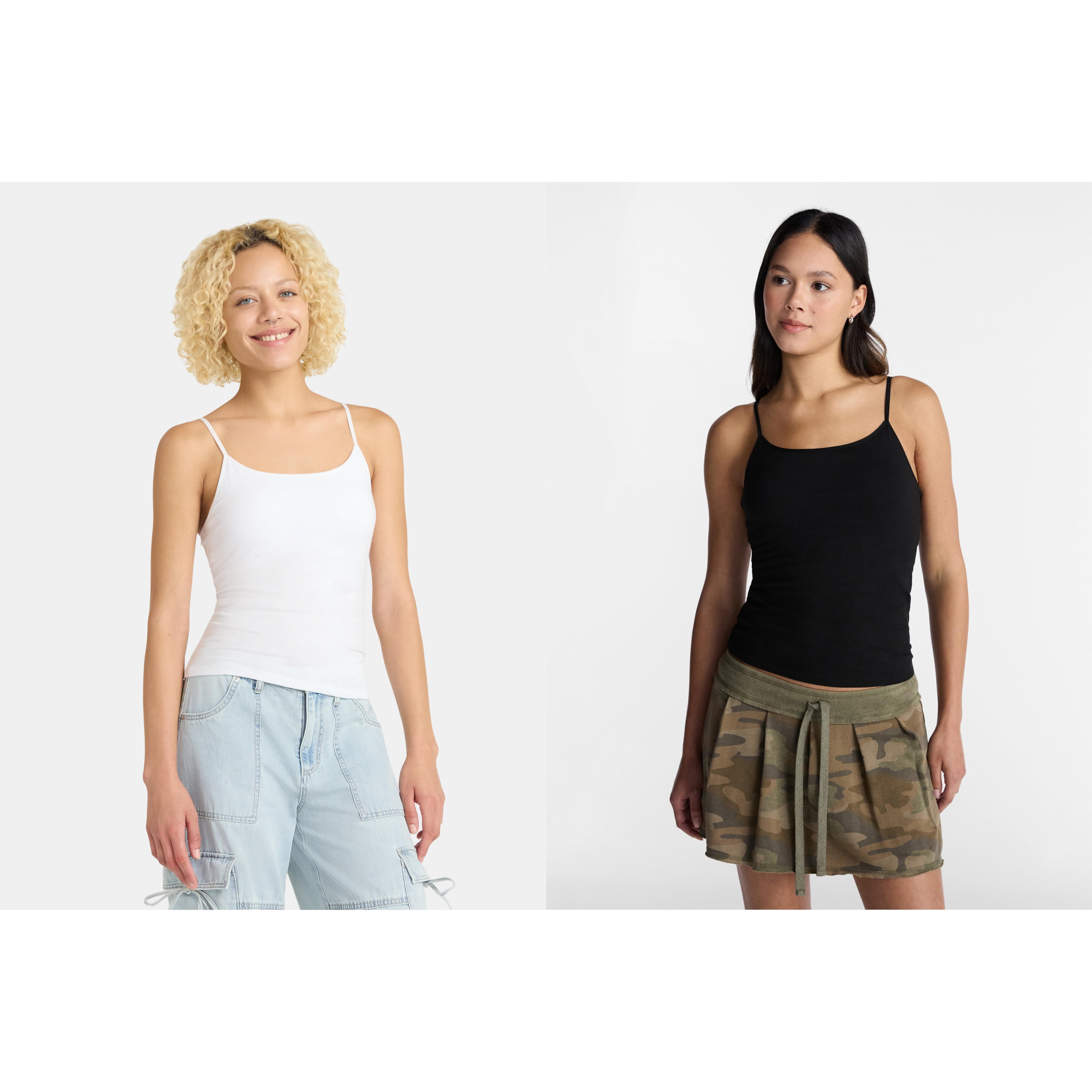 No Boundaries Cropped Cami Top with Shelf Bra, Women's XXS-XXL