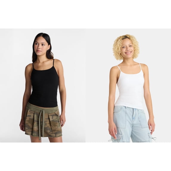 No Boundaries Cropped Cami Top with Shelf Bra, Women's XXS-XXL