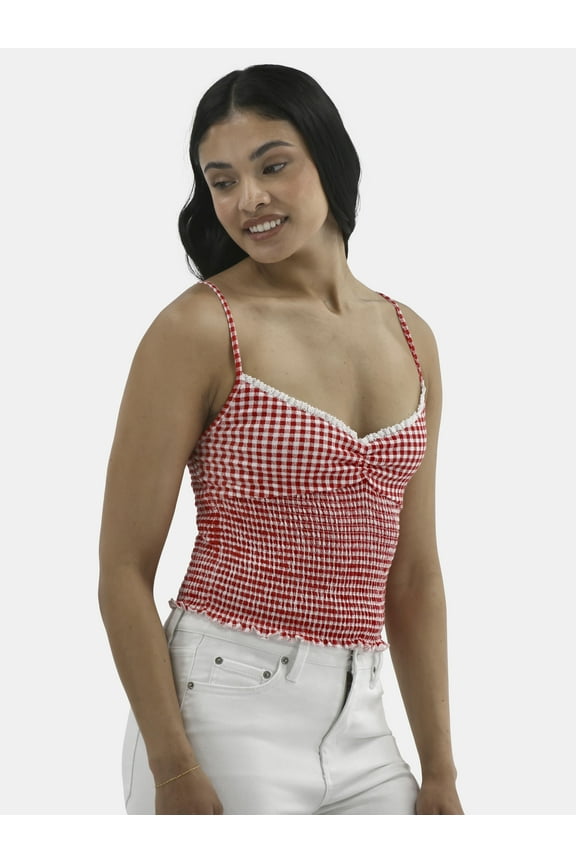 Cropped Smocked Cami with Lace Trim, Women's