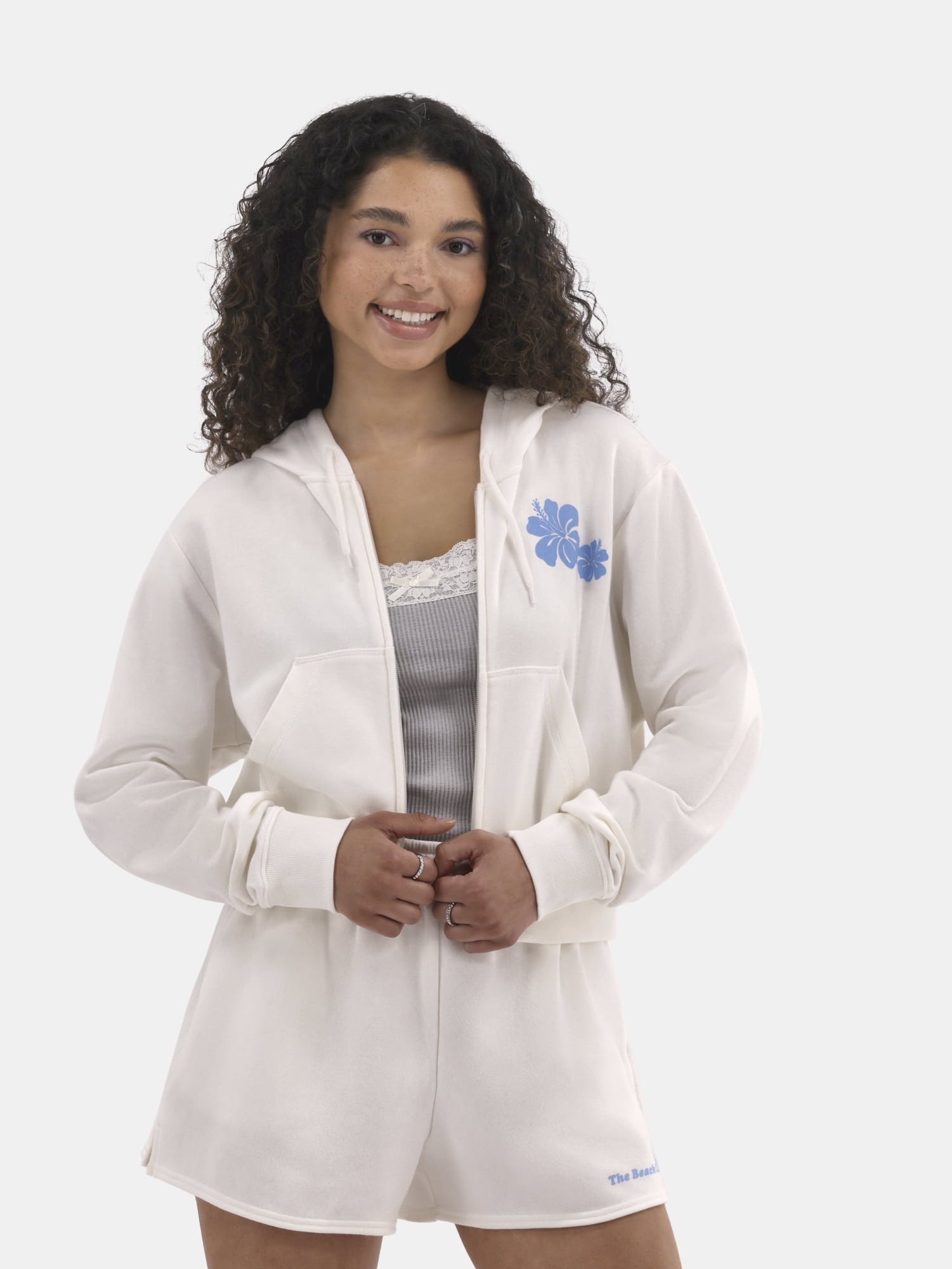 No Boundaries Cropped Zip Up Hoodie, Women's - Walmart.com