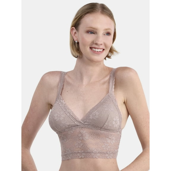 No Boundaries Crossover Floral Lace Bralette, Women’s and Women’s Plus, Sizes S-XXXL