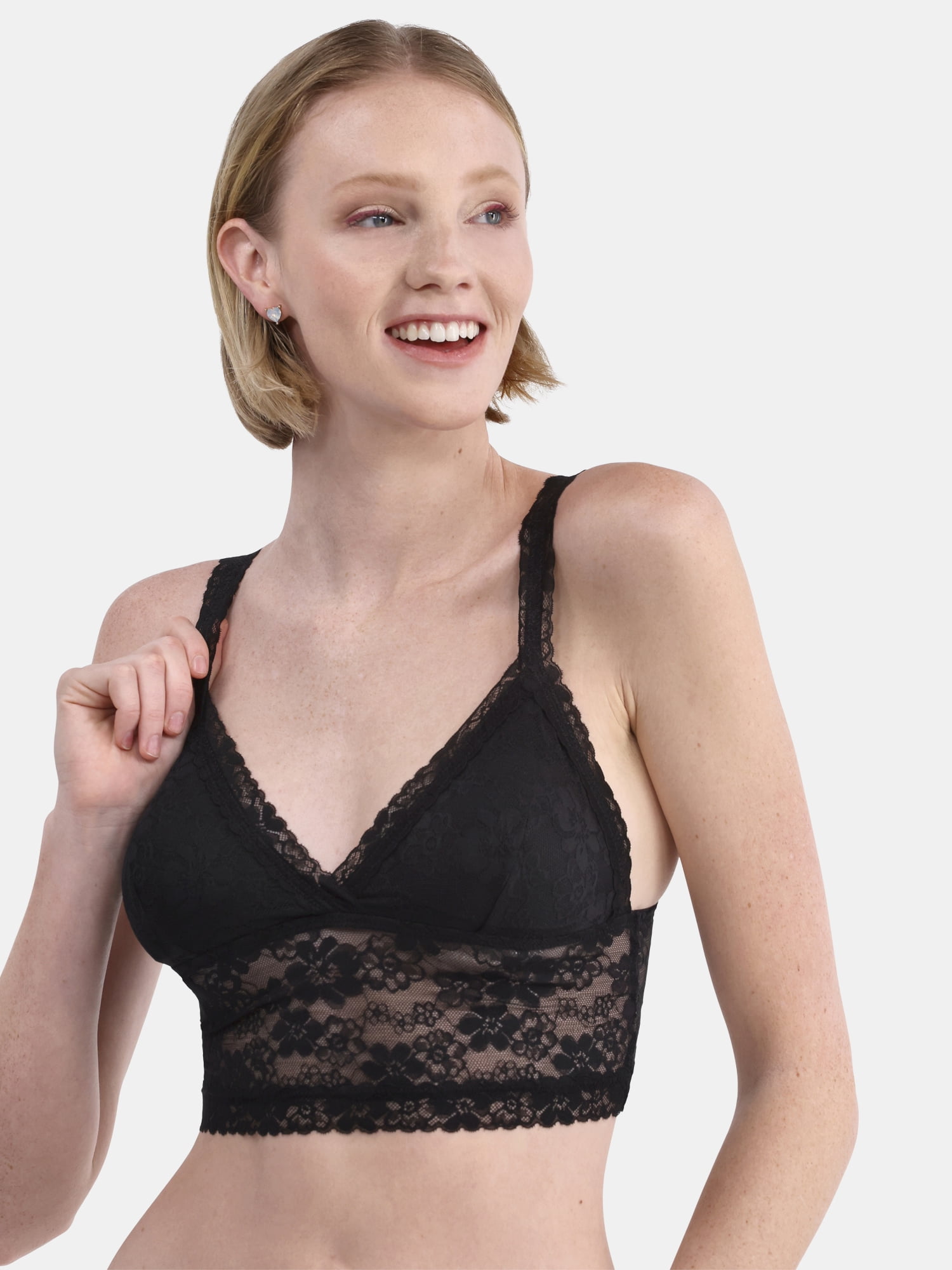No Boundaries Crossover Floral Lace Bralette Women s and Women s Plus