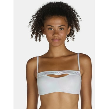 No Boundaries Cut Out Iridescent Bandeau Bikini Top, Women’s
