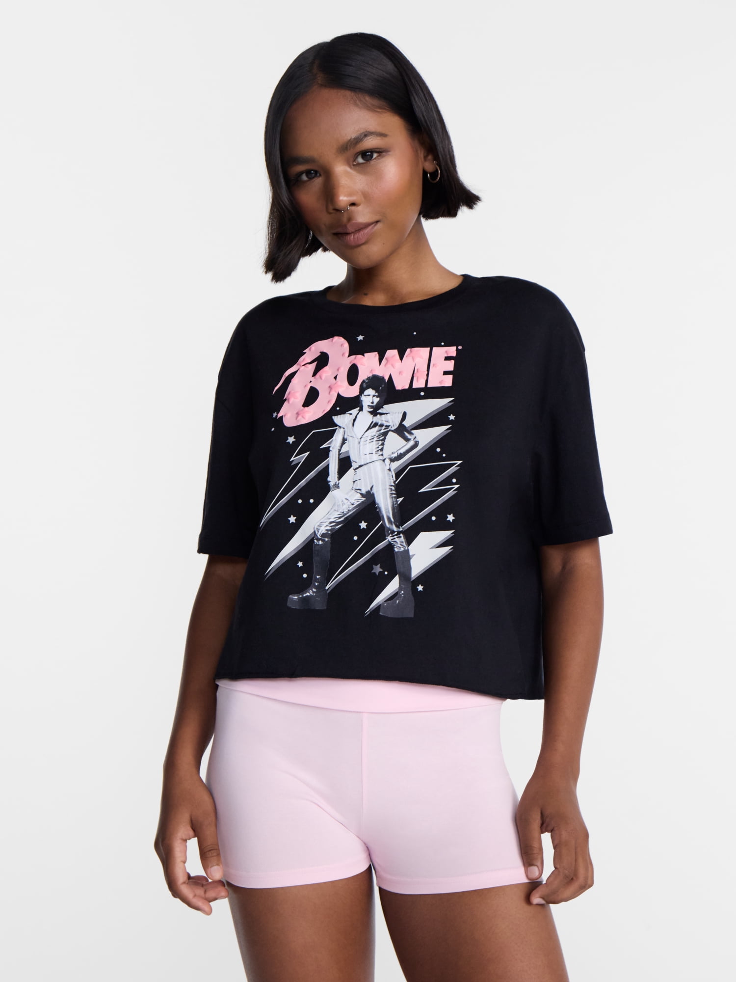 No Boundaries David Bowie Graphic Boyfriend Tee, Women’s XXS-XXL
