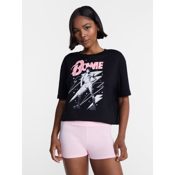 No Boundaries David Bowie Graphic Boyfriend Tee, Women’s XXS-XXL
