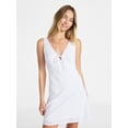 thumbnail image 1 of No Boundaries Cotton Lace Trim Plunge Mini Dress, Women's XXS-XXL, 1 of 5