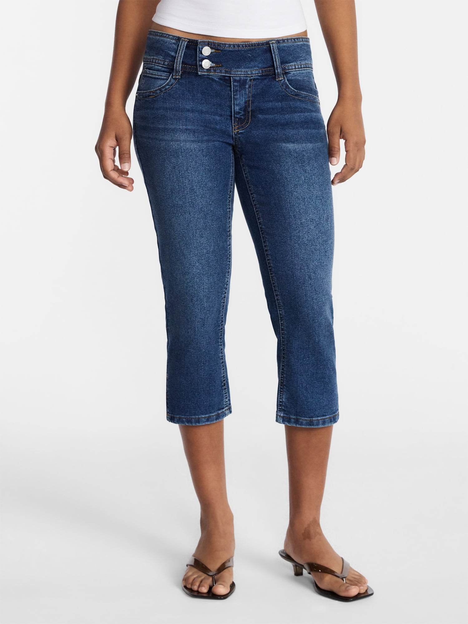 No Boundaries Low Rise Denim Capri Pants, 21" Inseam, Women's 0-20