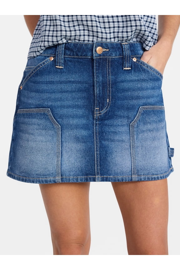 Denim Carpenter Micro Mini Skirt, Women's XXS-XXL