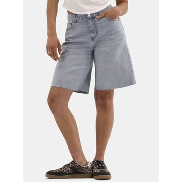 No Boundaries Denim Fray Jorts, Women's and Women's Plus