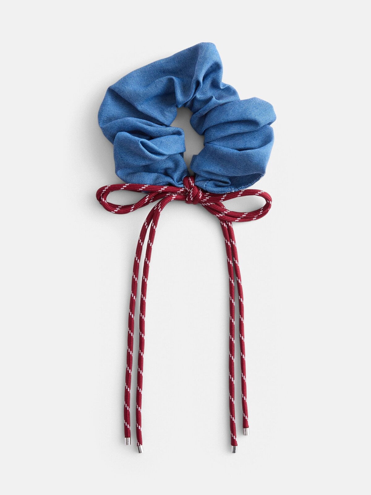 No Boundaries Denim Hair Scrunchy with Accent Laces