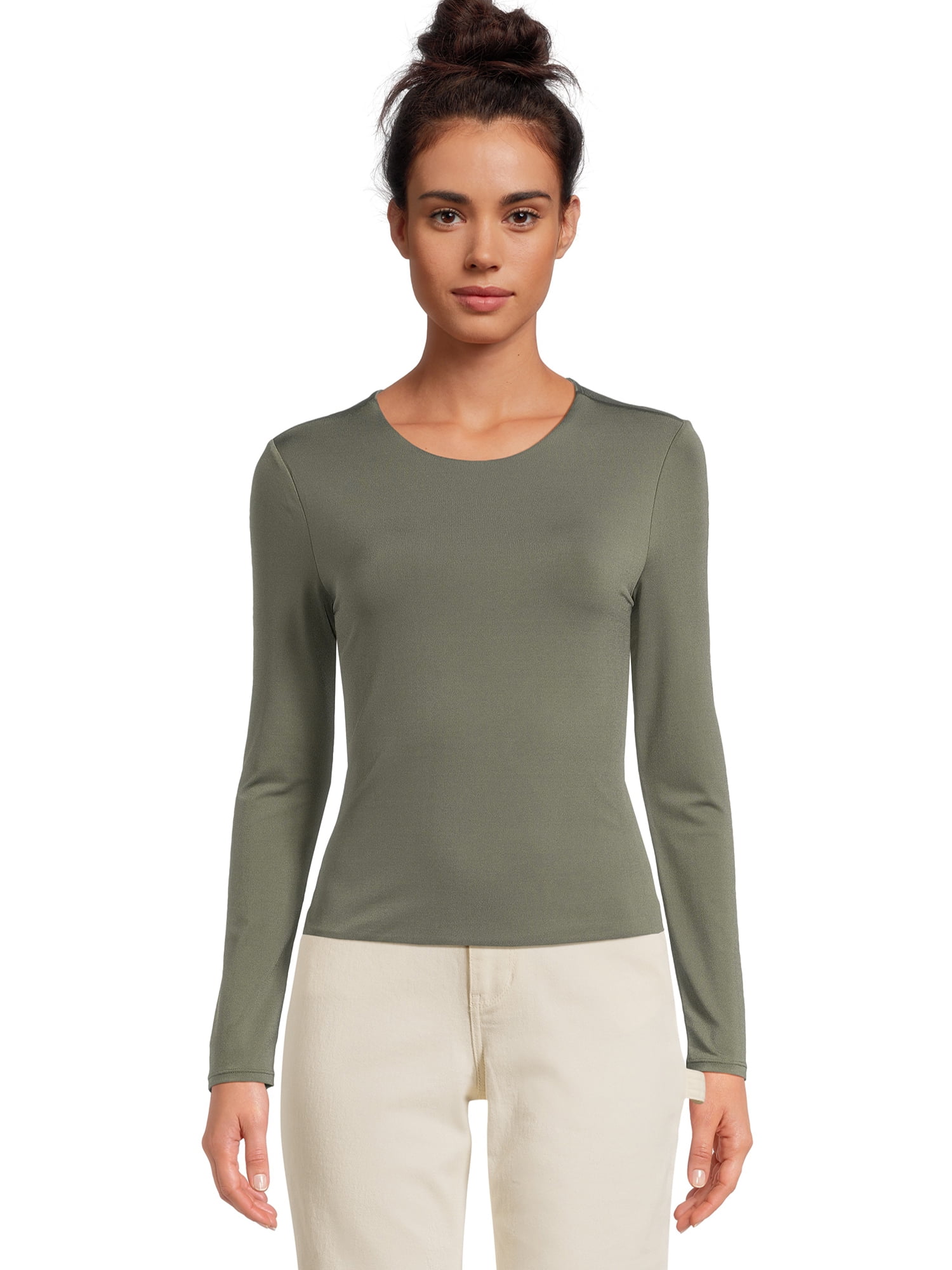 No Boundaries Double Layer Long Sleeve Fitted T-Shirt (Women's and Women's Plus)