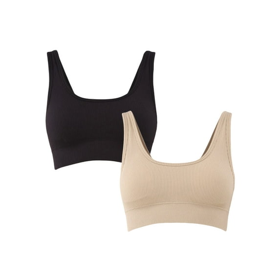 No Boundaries Double Scoop Seamless Bra, 2-Pack, Women’s, Sizes XS-3XL