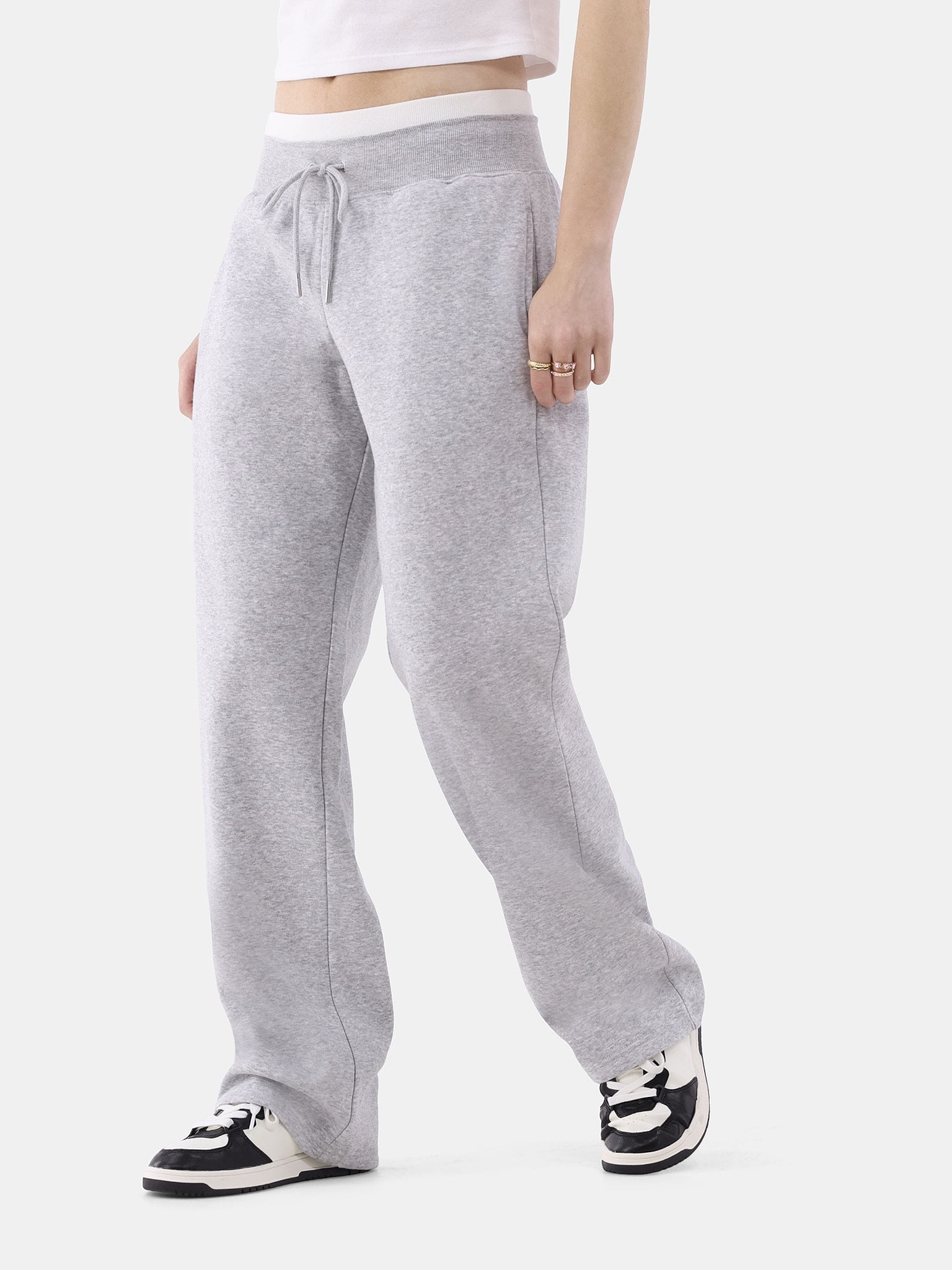 No Boundaries Double Waistband Sweatpants 31 Inseam 2 Pack Women s Walmart