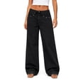 thumbnail image 1 of No Boundaries Drawstring Grommet Wide Leg Jean, 32" Inseam, Women's, 1 of 3