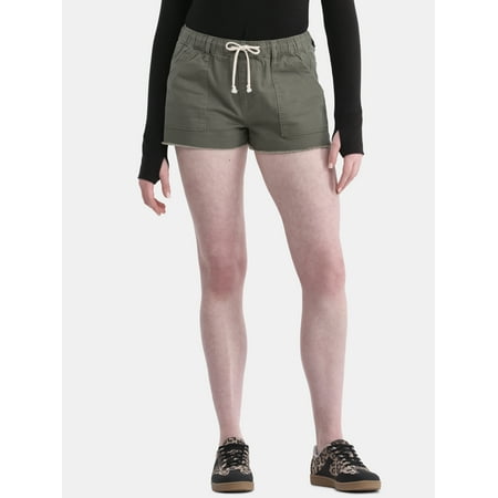 No Boundaries Drawstring Utility Shorts with Porkchop Pockets, 2" Inseam, Women's