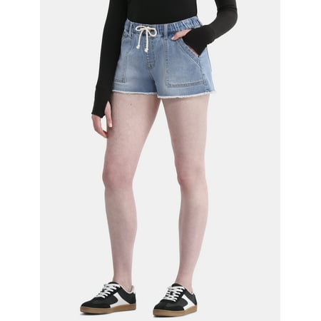 No Boundaries Drawstring Utility Shorts with Porkchop Pockets, 2" Inseam, Women's