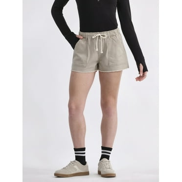 No Boundaries Drawstring Utility Shorts with Porkchop Pockets, 3” Inseam, Women’s and Women’s Plus
