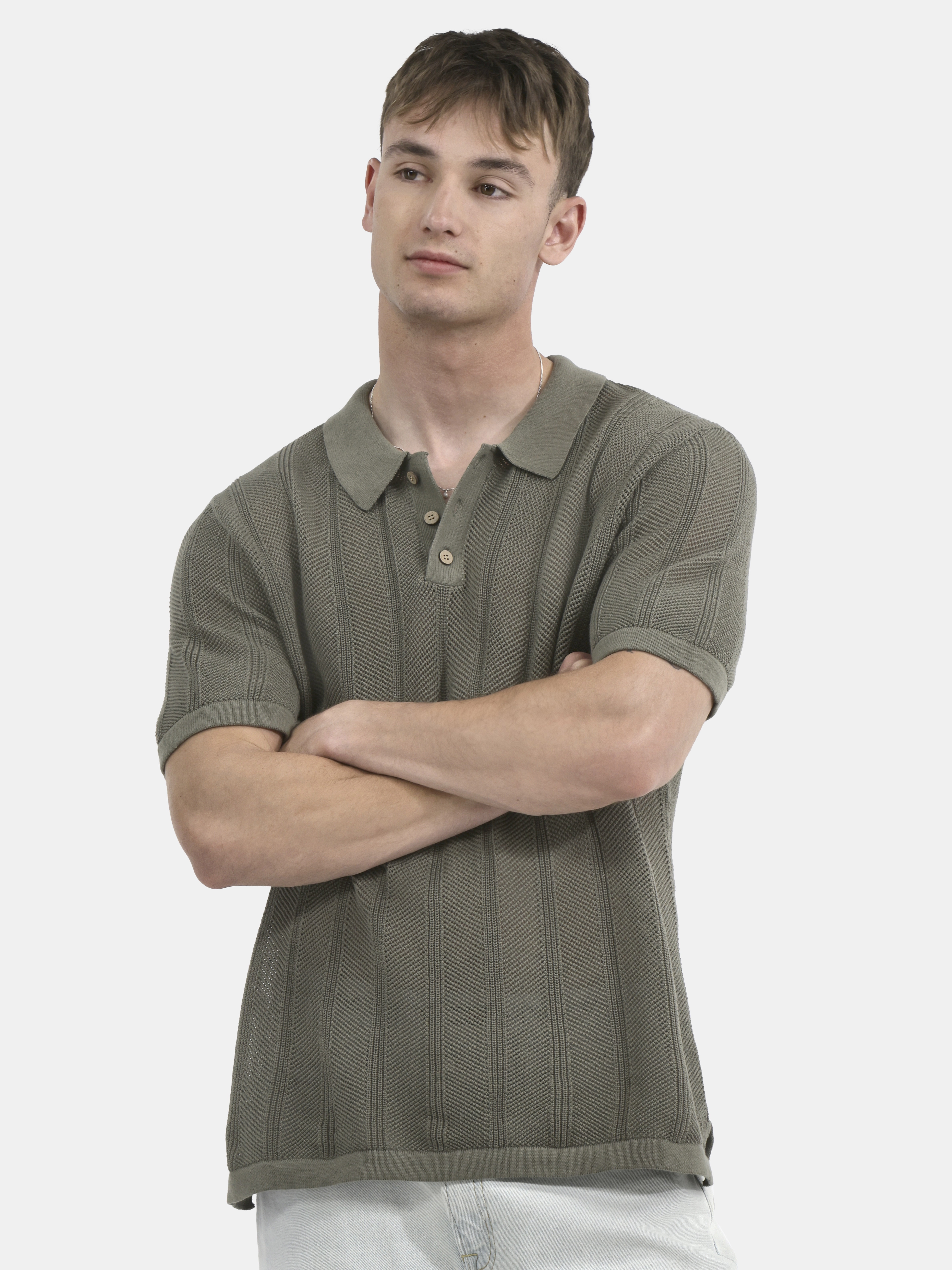 No Boundaries Drop Needle Stich Polo Sweater, Men's and Big Men's