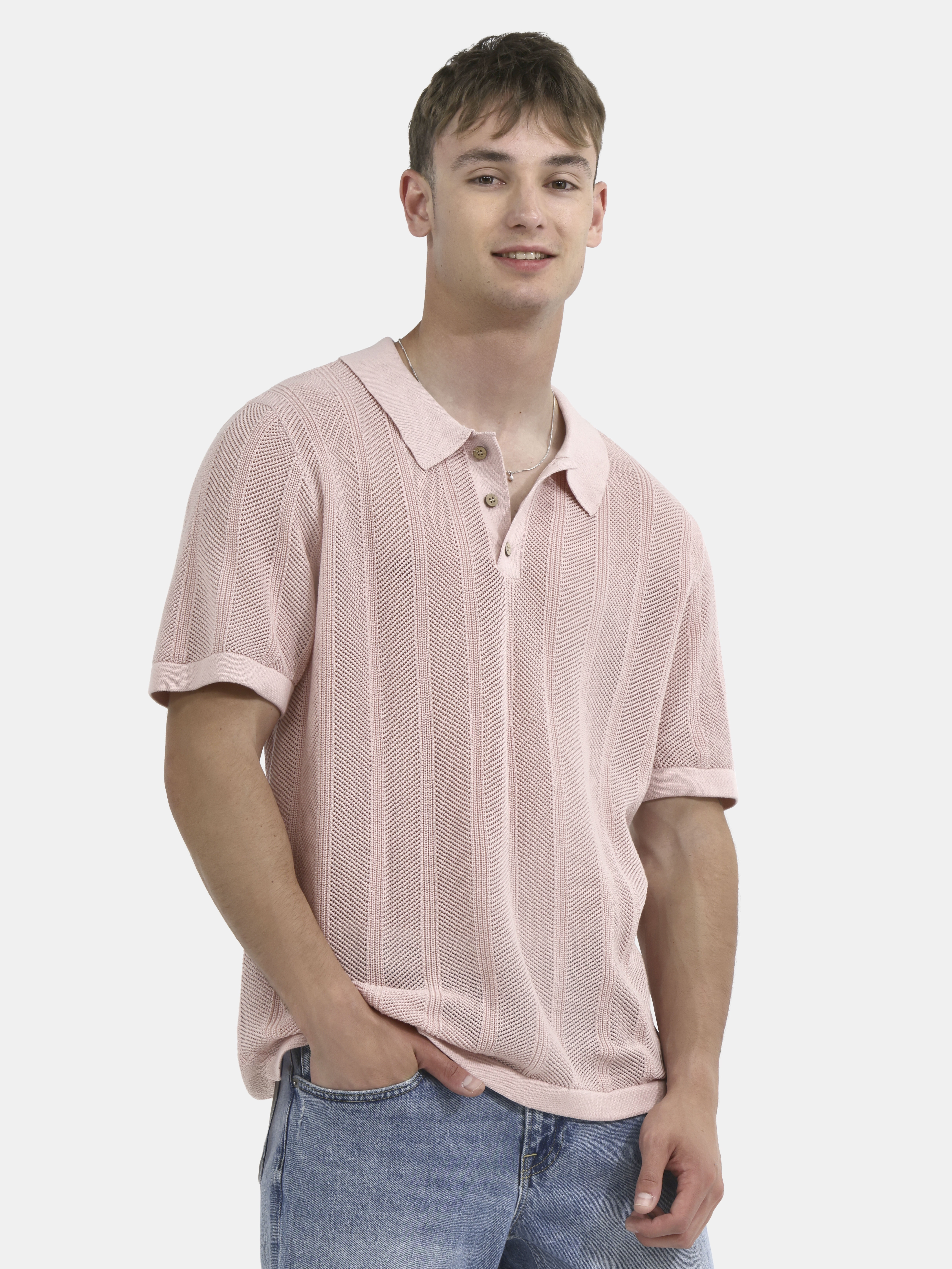 No Boundaries Drop Needle Stich Polo Sweater, Men's and Big Men's