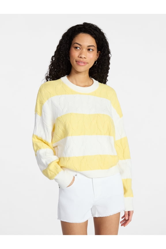 Drop Shoulder Crewneck Pullover Sweater, Midweight, Women's XXS-XXL