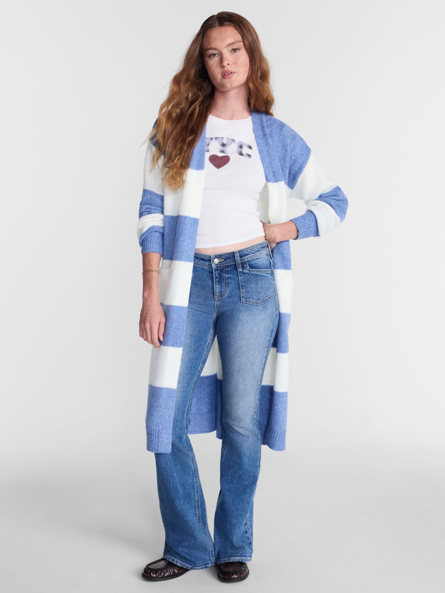 No Boundaries Open Front Duster Cardigan, Midweight, Women's and Women’s Plus XXS-4X