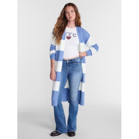 No Boundaries Open Front Duster Cardigan Sweater, Midweight, Women's and Women’s Plus XXS-4X