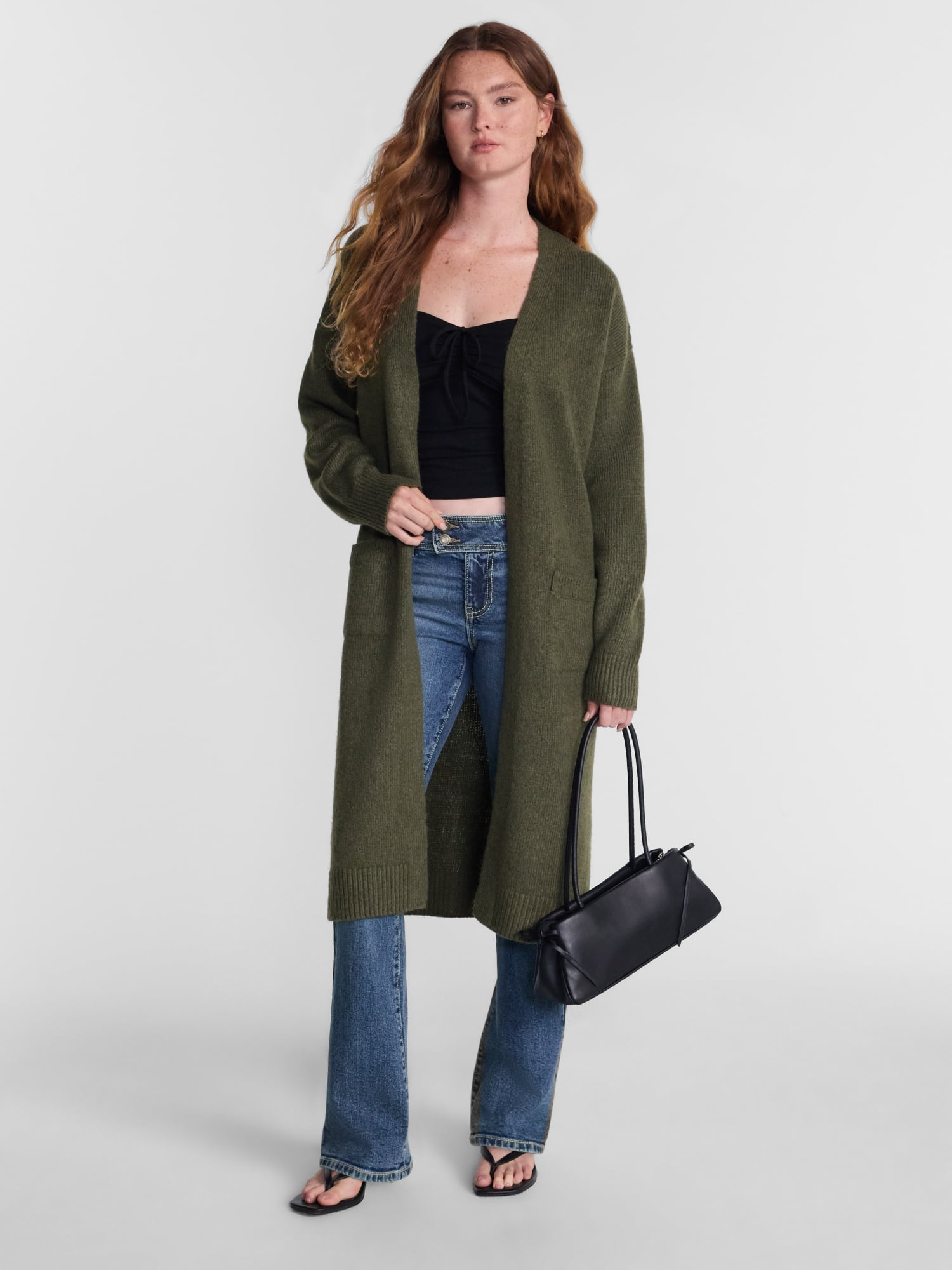 No Boundaries Open Front Duster Cardigan, Midweight, Women's and Women’s Plus XXS-4X