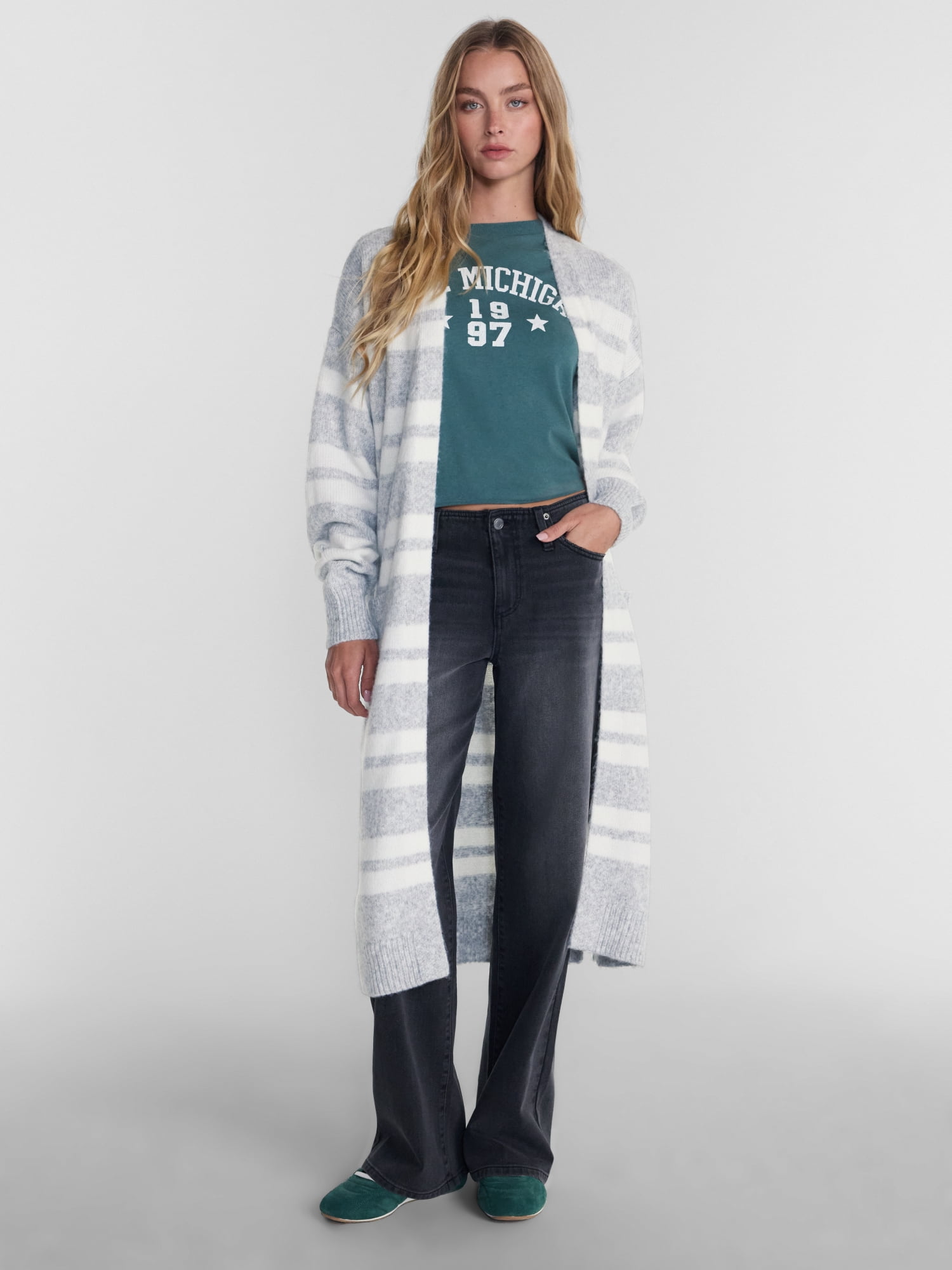 No Boundaries Open Front Duster Cardigan, Midweight, Women's and Women’s Plus XXS-4X