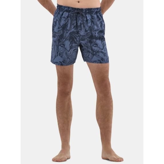 No Boundaries Men's & Big Men's Elastic Waist Swim Trunks, 6" Inseam, Size S-5XL