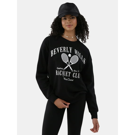 No Boundaries Embellished Sweatshirt with Long Sleeves, Women's