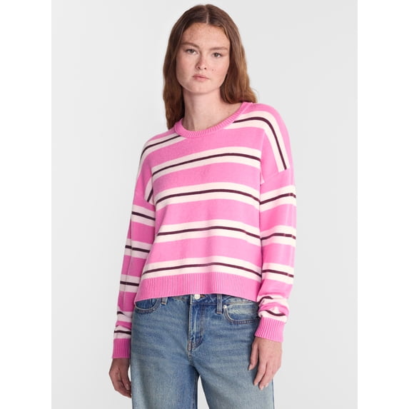 No Boundaries Essential Crewneck Sweater, Lightweight, Women's and Women's Plus XXS-4X