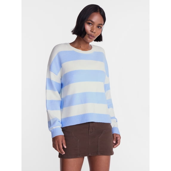 No Boundaries Essential Crewneck Sweater, Lightweight, Women's and Women's Plus XXS-4X