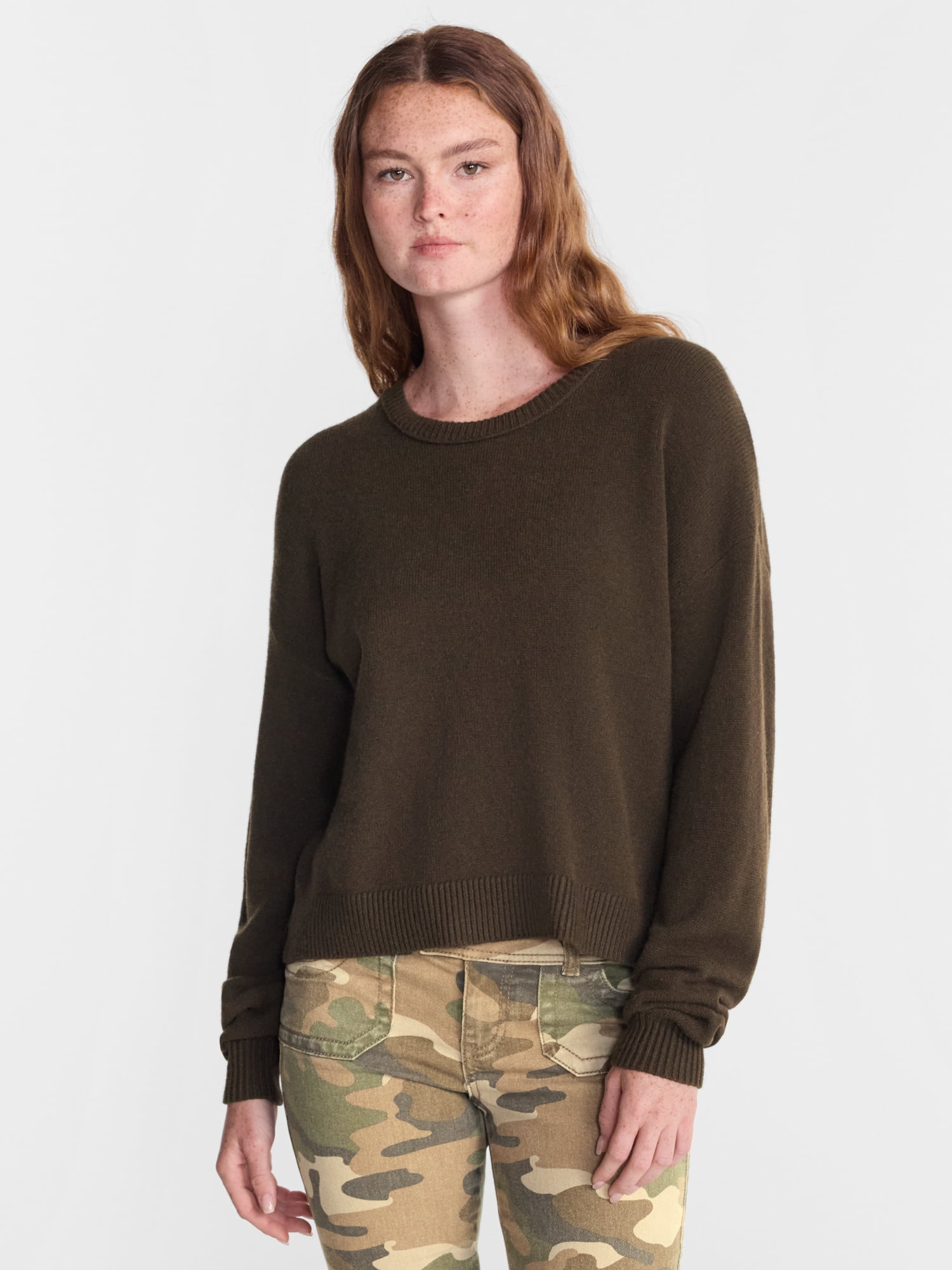 No Boundaries Essential Crewneck Sweater, Lightweight, Women's and Women's Plus XXS-4X