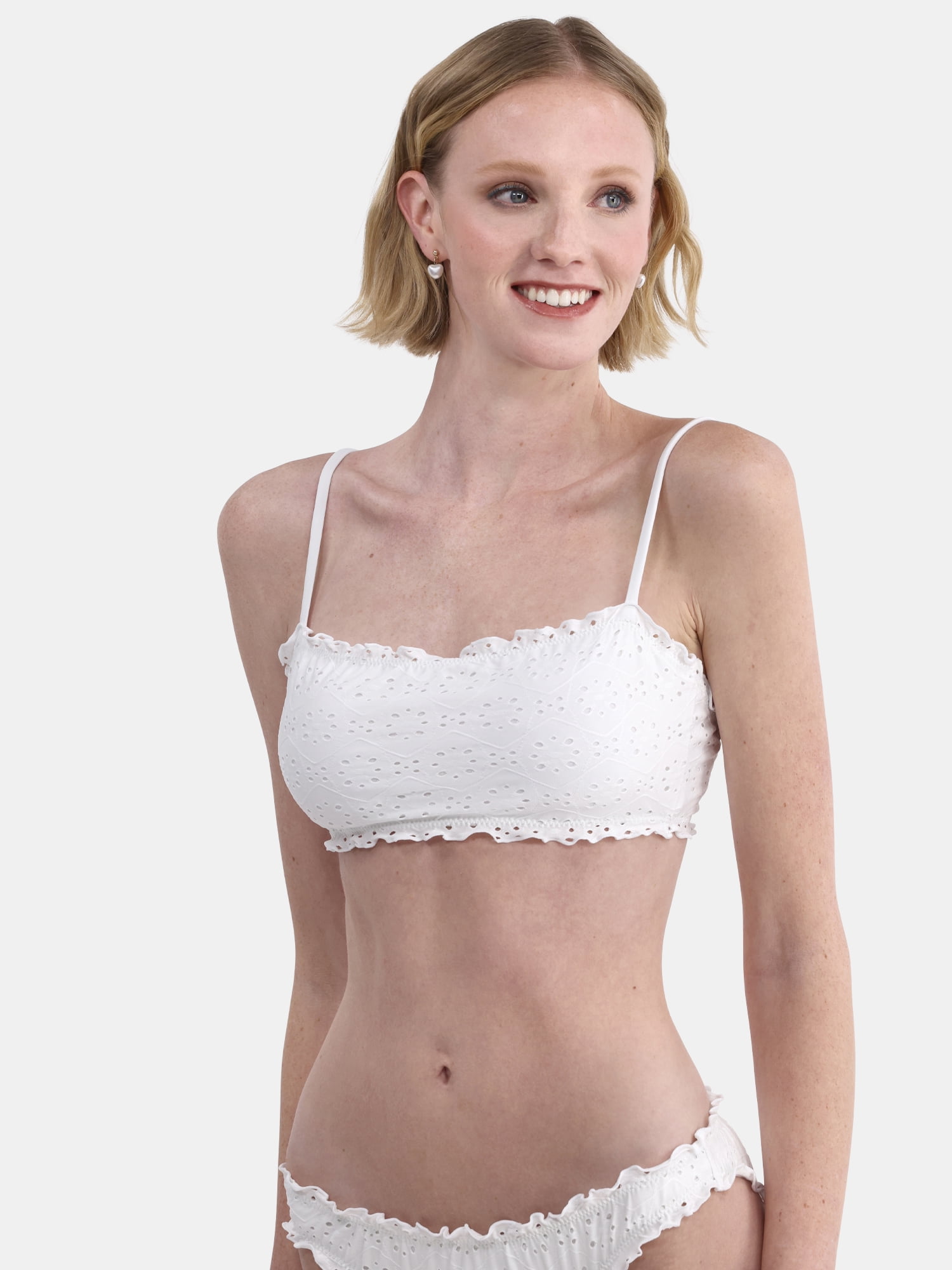 No Boundaries Eyelet Bandeau Swim Top, Sizes XXS-XXL