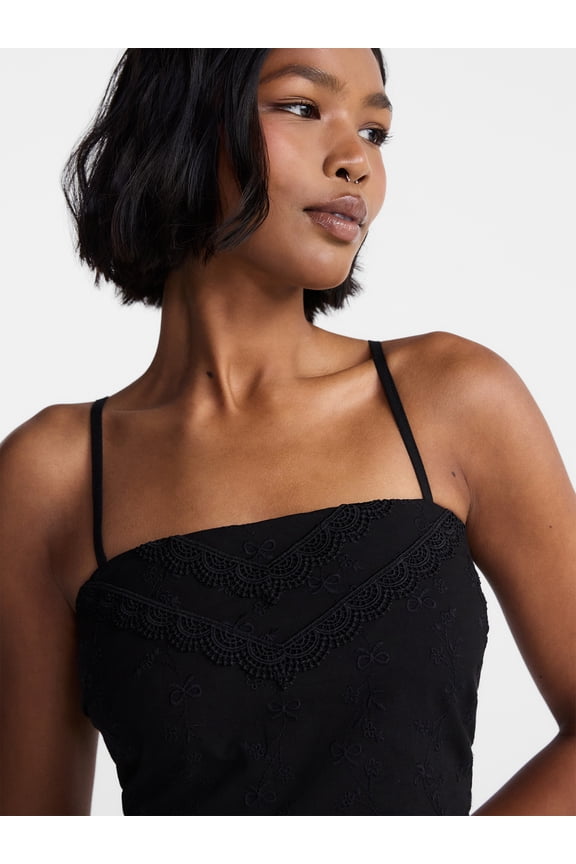 Eyelet Cotton Crop Top and Flutter Skirt Set, 2 Piece, Women's XXS-XXL
