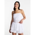 thumbnail image 1 of No Boundaries Eyelet Cotton Crop Top and Flutter Skirt Set, 2 Piece, Women's XXS-XXL, 1 of 5