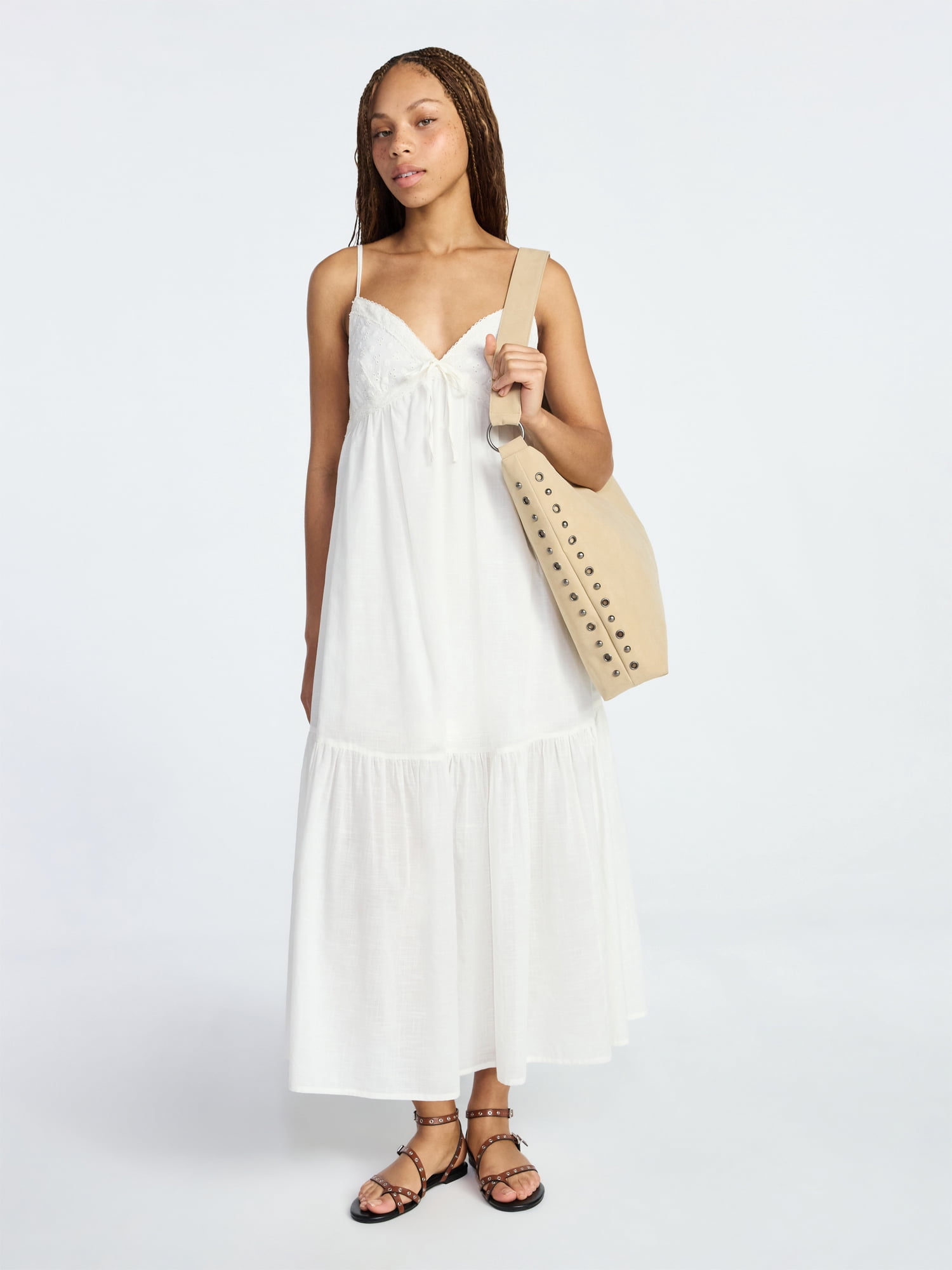 No Boundaries Eyelet Tiered Maxi Dress, Women's Sizes XXS-XXL - Walmart  Business Supplies