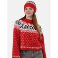 thumbnail image 1 of No Boundaries Fairisle Jacquard Pullover and Beanie Set, 2-Piece, Women's and Women’s Plus, 1 of 9