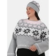 thumbnail image 1 of No Boundaries Fairisle Jacquard Pullover and Beanie Set, 2-Piece, Women's and Women’s Plus, 1 of 5