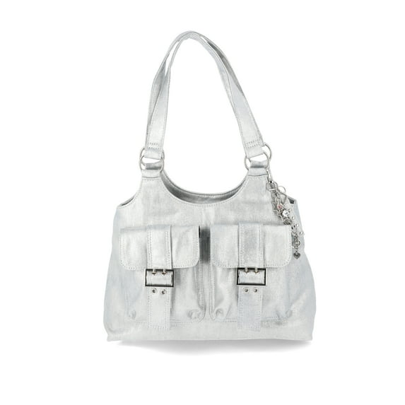 No Boundaries Fashion 4-Poster Bag, Metallic Denim, Women’s