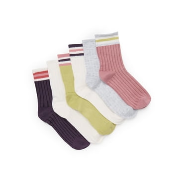 No Boundaries Fashion Pointelle Mid-Crew Socks, 6-Pack, Women's