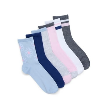No Boundaries Ribbed Mid-Crew Socks, 6-Pack, Women's