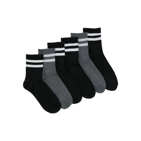 No Boundaries Women's Ribbed Mid Crew Socks, 6-Pack, Women's, Shoe Sizes 4-10