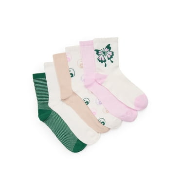 No Boundaries Fashion Scallop Edge Mid-Crew Socks, 6-Pack, Women's